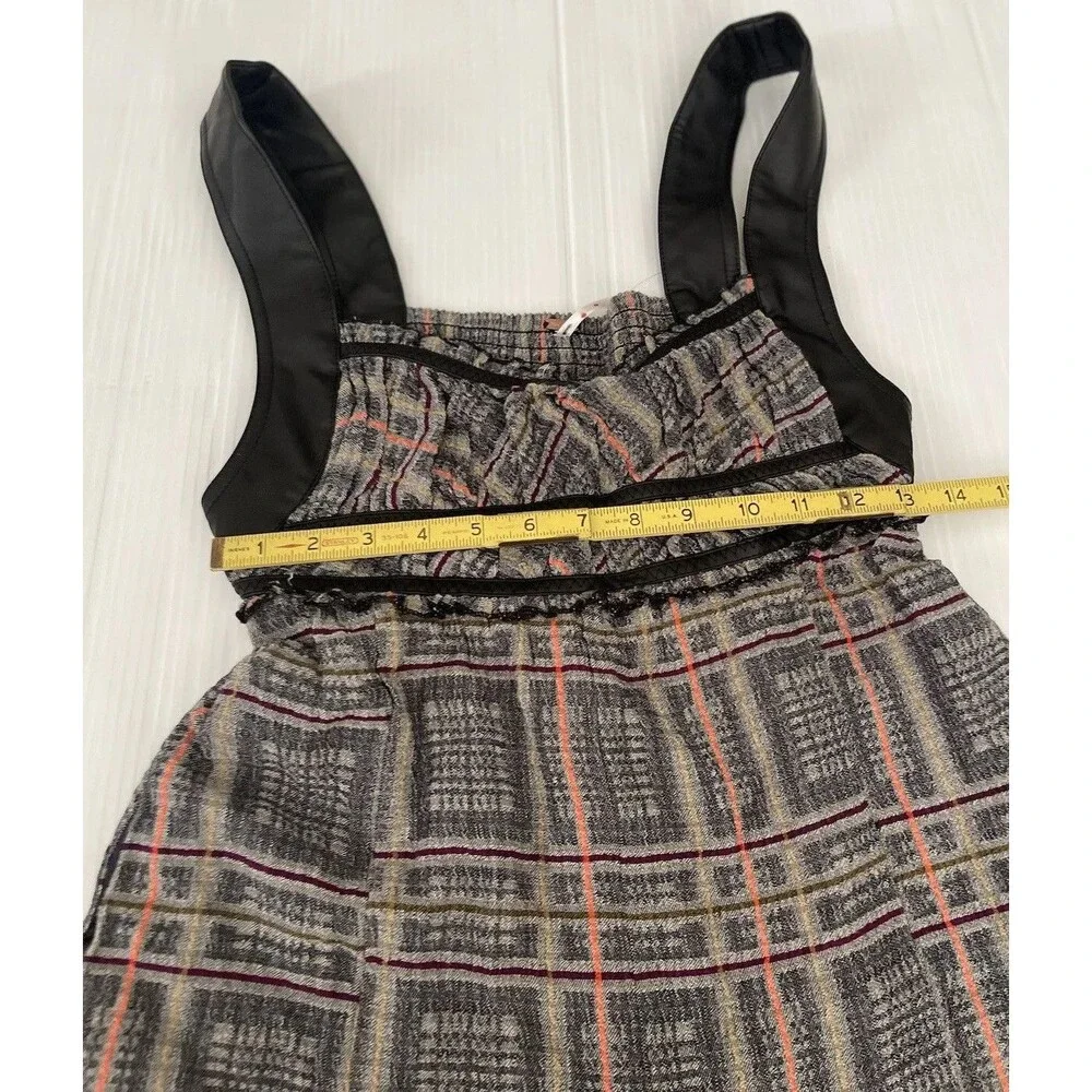 Free People Jumpsuit Marley Gray Plaid Leather Strap Boho Preppy Size XS NWT